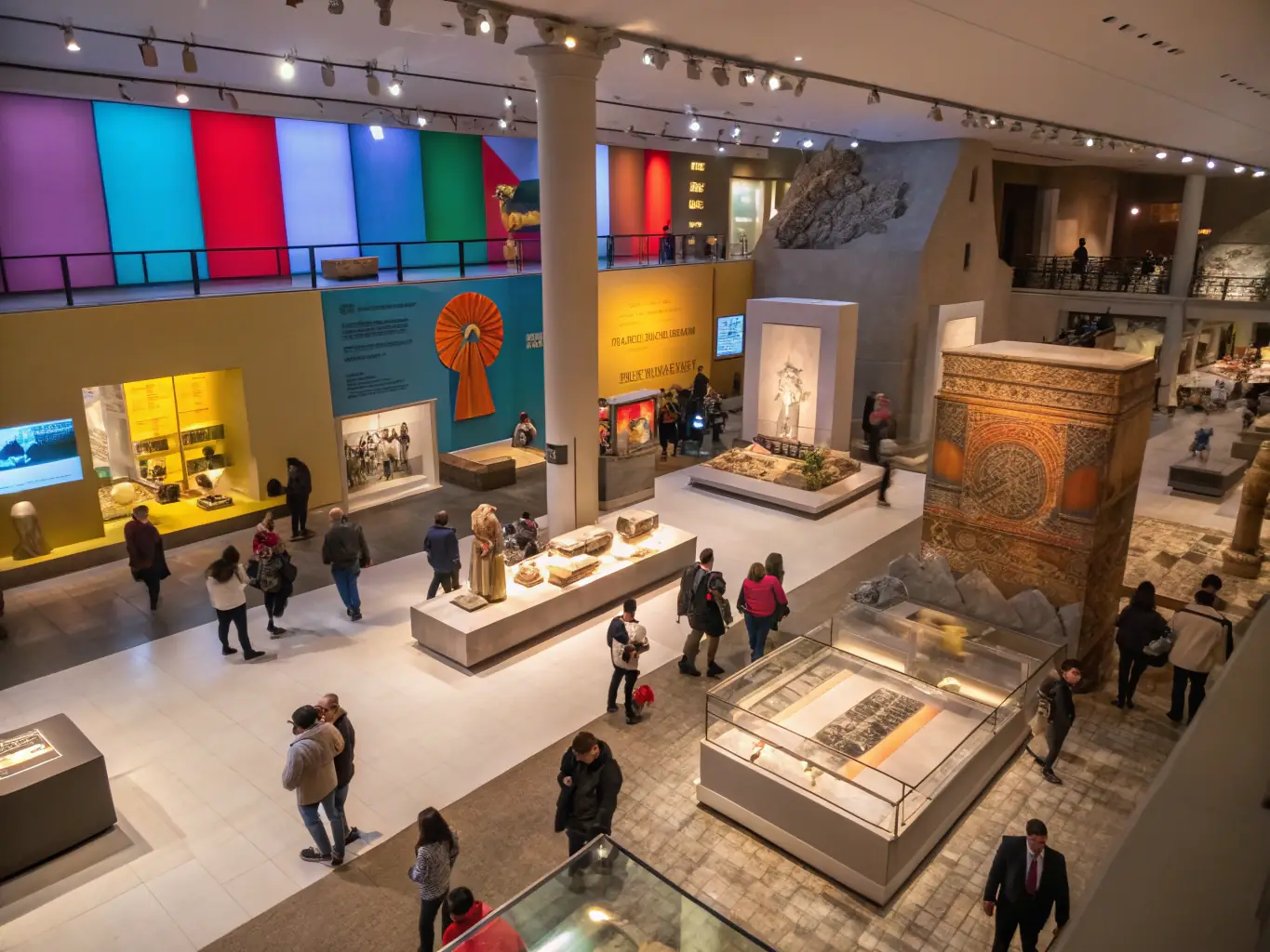 An engaging photograph featuring a variety of museum exhibits, including art pieces, historical artifacts, and interactive displays. The image represents the museums category for vacation destinations.