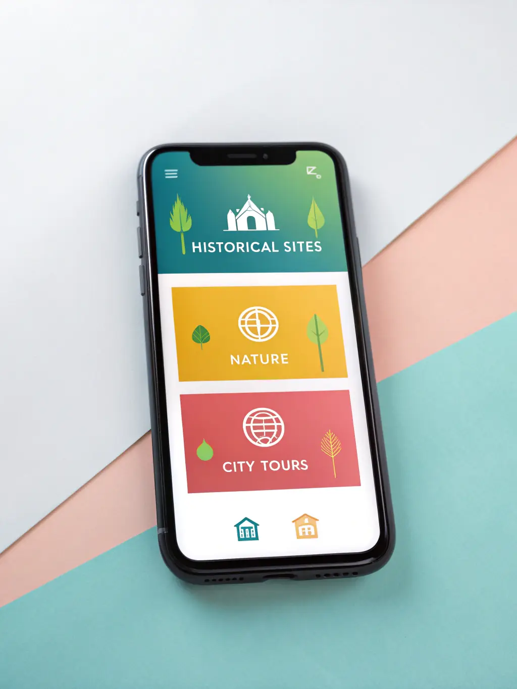 TravelTailor's menu interface, highlighting categories like historical sites, local parks, and museums.